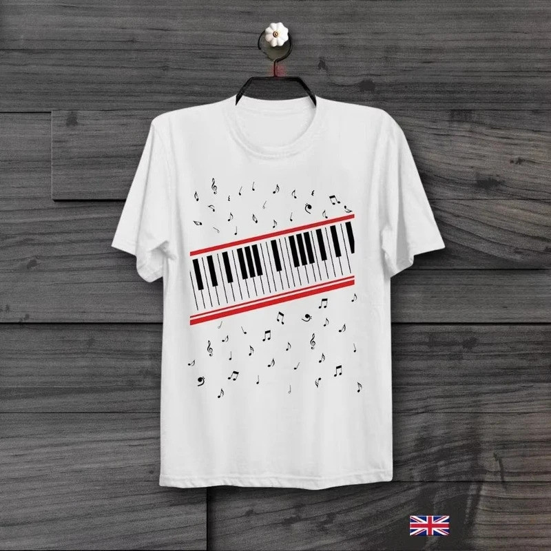 เสื้อผ้าผู้ชาย แขนสั้นผ้าฝ้าย ลายเปียโน Beat It ไมเคิล แจ็คสัน วิดีโอ MTV สไตล์เรโทร วินเทจ ฮิปสเตอร์ เสื้อยืดพิมพ์ลายสำ