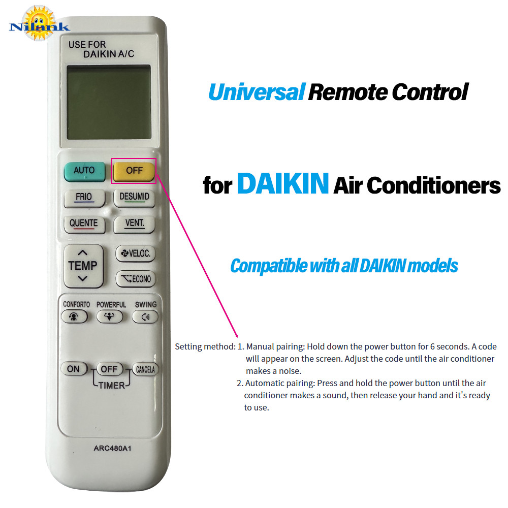รีโมทสากลรุ่นใหม่ รีโมทแอร์ DAIKIN ใช้งานได้กับทุกรุ่น (เหมาะกับแอร์แบบแยกส่วน)