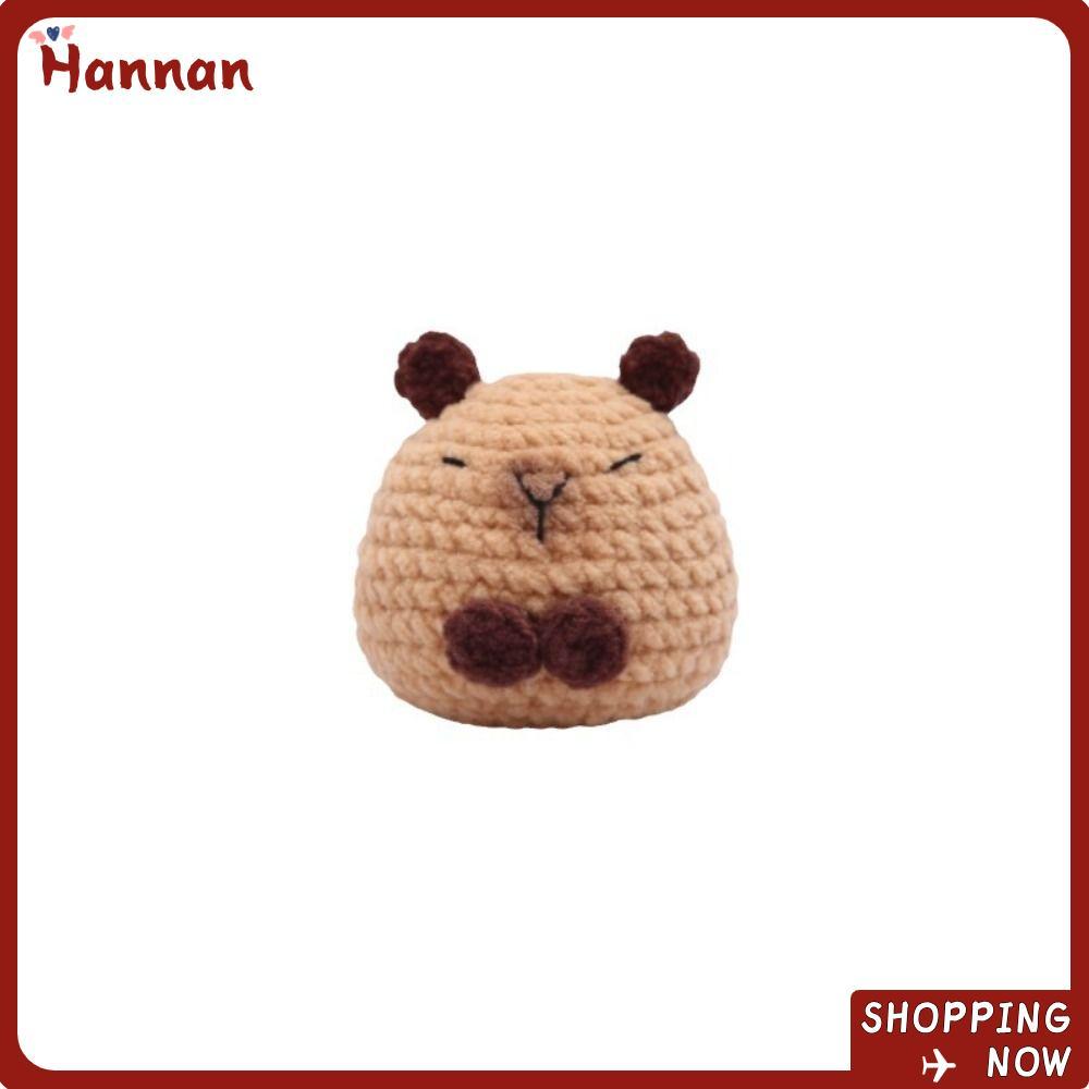 HANAN Capybara กระเป๋าจี้,แขวนตกแต่ง Handmade ถักตุ๊กตาพวงกุญแจ, Kawaii การ์ตูนโครเชต์กระเป๋าถือตกแต่งของขวัญ