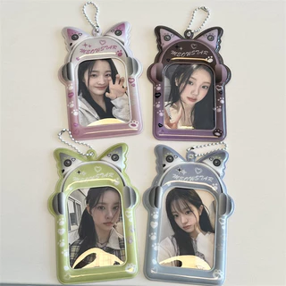 รักหูฟังหูแมวพีวีซีผู้ถือบัตร10เซนติเมตรโพลารอยด์ไอดอลโฟโต้การ์ดวิทยาเขตดาวไล่การจัดเก็บแสดงกระเป๋าจี้