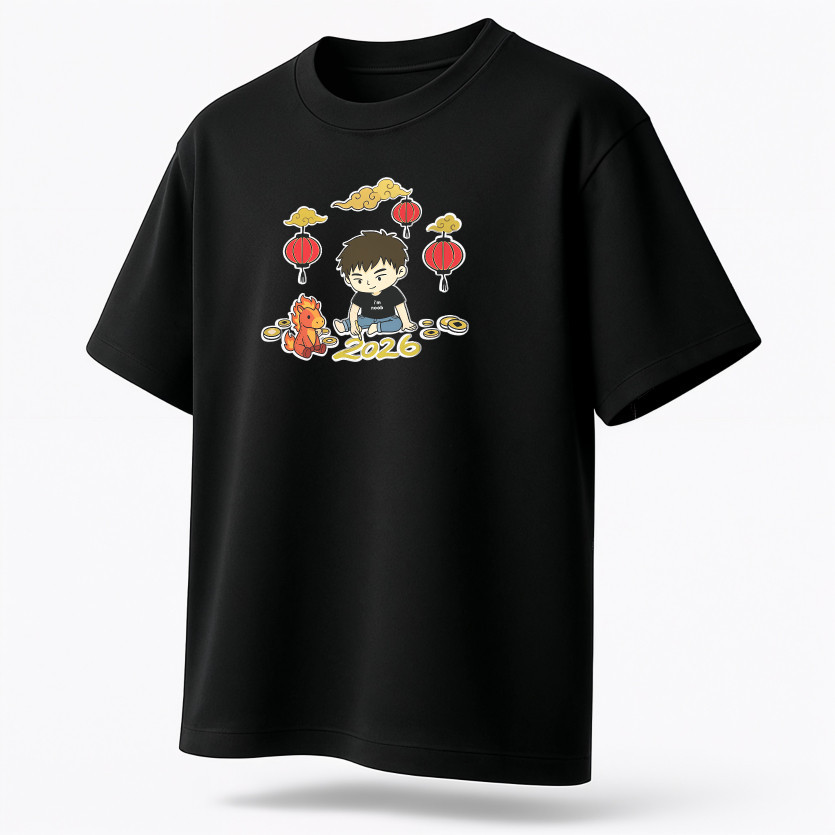 เสื้อยืดผ้าฝ้าย 100% ปีม้าไฟ 2026 สำหรับทั้งผู้ชายและผู้หญิง ไซส์ S-5XL - รูปที่ 3