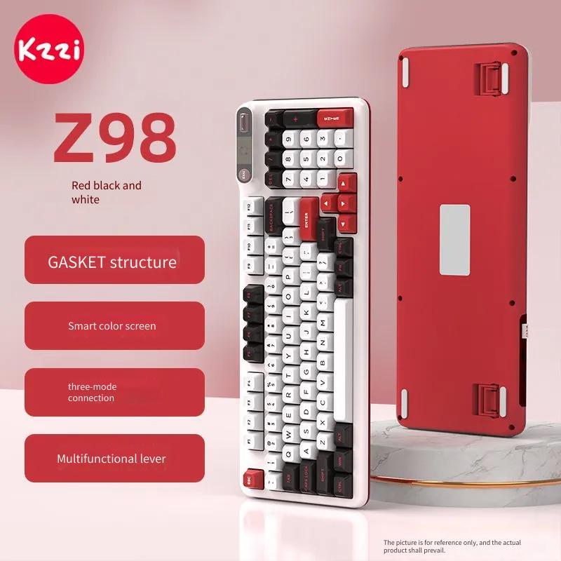 KZZI Z98 คีย์บอร์ดเชิงกลสามโหมด, พร้อมการเชื่อมต่อไร้สายและบลูทูธ, สวิตช์ปลั๊กร้อน RGB, เหมาะสําหรับ