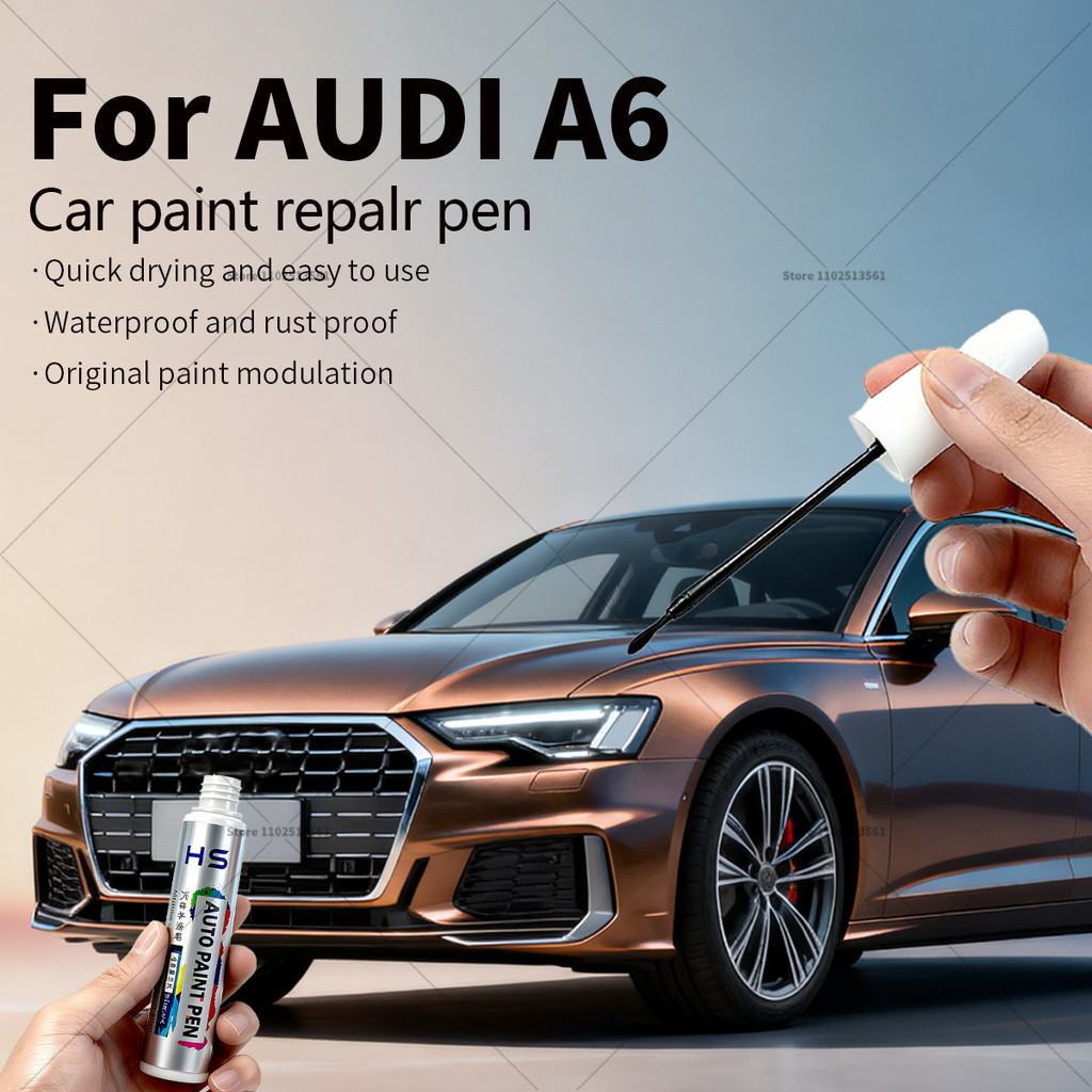 สําหรับ Audi A6 รถซ่อมสีปากกา Touch Up Scratch Remover DIY อุปกรณ์เสริมอัตโนมัติสีดํา OE สีขาว LY9C 