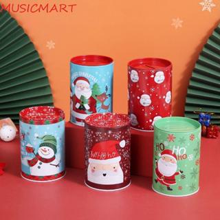 MUSICMART ถังออมสินคริสต์มาส สุ่มลาย Snowman Xmas Tinplate ก…