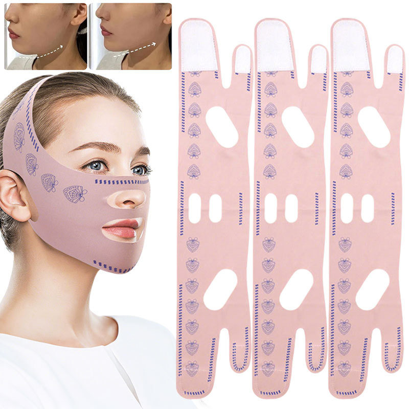 ผ้าพันหน้ายกกระชับรูปตัววีแบบใช้ซ้ำได้ / สายรัดกระชับใบหน้าแบบระบายอากาศได้ดี / อุปกรณ์ลดเหนียงใต้คาง