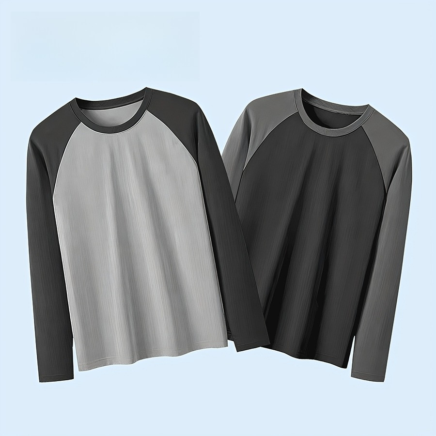 Chaistyle เสื้อยืดแขนยาว เสื้อชั้นใน แบบจำลองไซส์ใหญ่ใหม่ การออกกำลังกายแบบสบายๆ การต่อสี