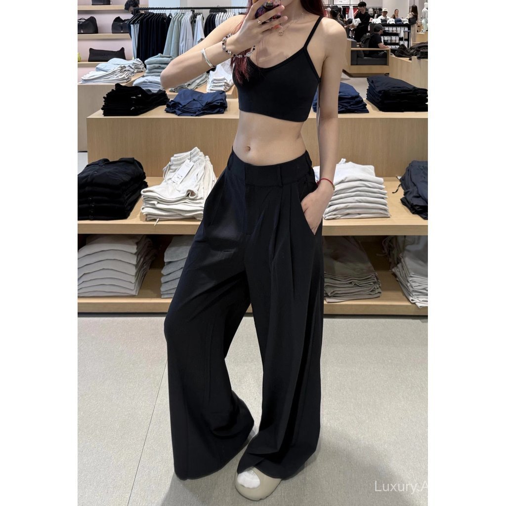 กางเกงขากว้างผู้หญิง Jisoo Ningyizhuo สไตล์ Alo quick-dry แบบใหม่ ยกระดับความสะดวกสบายในการแต่งกาย ใ