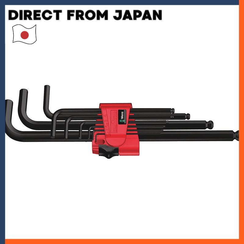 Wera 950/9 Series Hex-Plus Stainless Steel/Black Laser Finish L-Key Hex Wrench Set