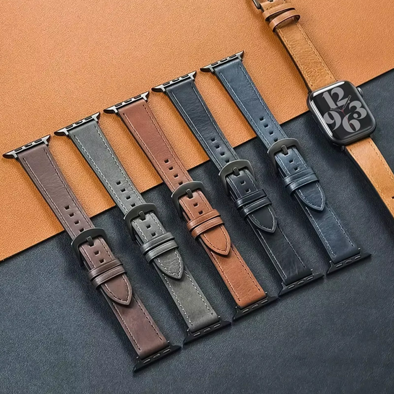 สายหนังสําหรับ Iwatch Apple Watch SE/Ultra 3 2 Series 11 10 9 8 7 6 49 มม.46 45 44 42 41 40 38 มม.Co