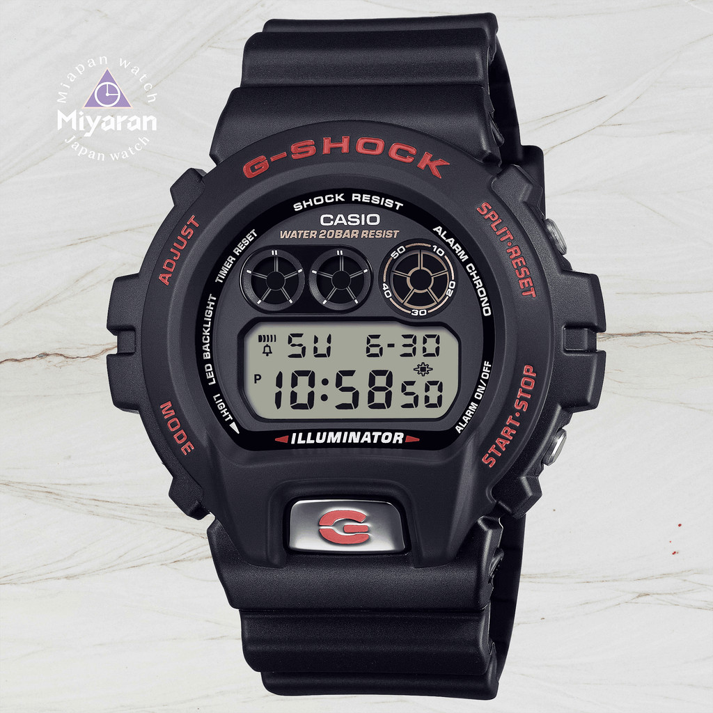 นาฬิกาข้อมือผู้ชาย Casio Quartz กันน้ำ 200 เมตร สายเรซิน กระจกธรรมดา DW-6900TR-1JR 《C》