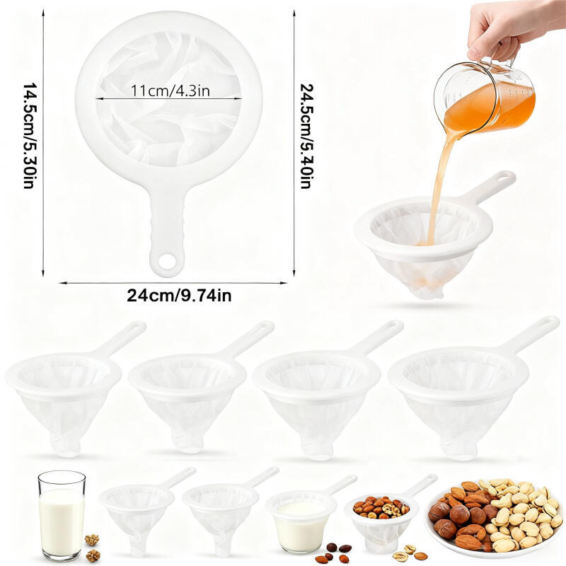 1pcs 100/200/300/400 Mesh Nylon Filter Bag Spoon Sieve for Soymilk Coffee Tea Juice,UltraFine Washab