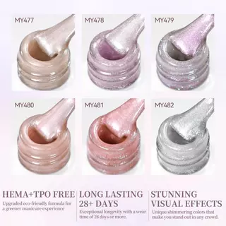 BORN PRETTY 6 สี Nice Coast สีม่วงแมวแม่เหล็กเจลโปแลนด์ชุดสีชมพู Ultra Shine Glitter UV LED เจลเคลือบเงา