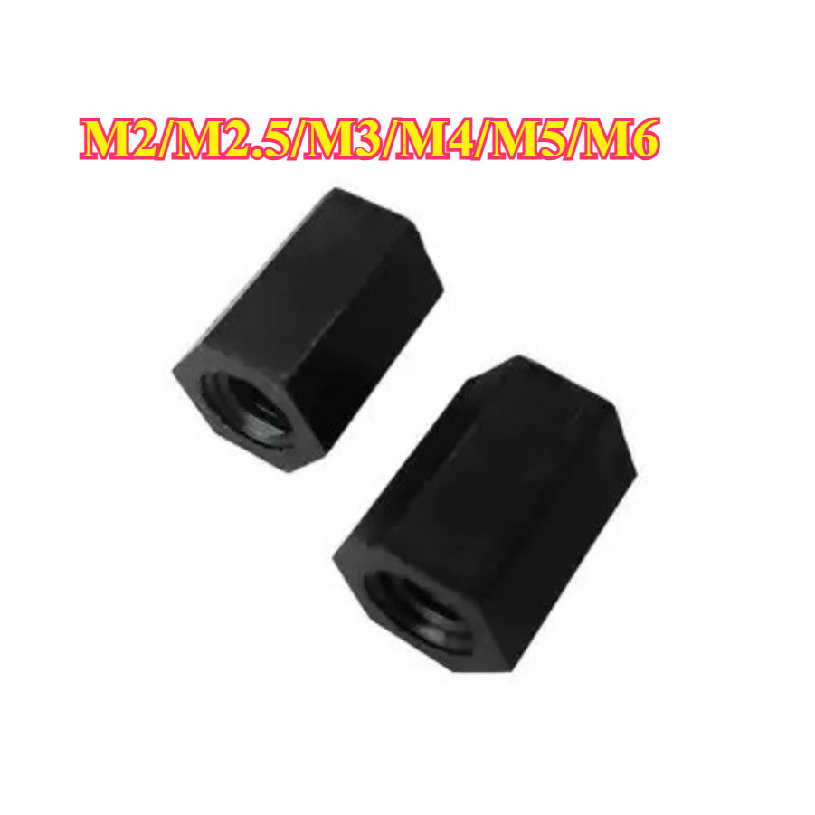 คอลัมน์ไนลอน, หัวแบนหกเหลี่ยมแกนผ่านคู่, คอลัมน์แยก, คอลัมน์รองรับพลาสติกสีดํา, คอลัมน์สเปเซอร์ M2/M