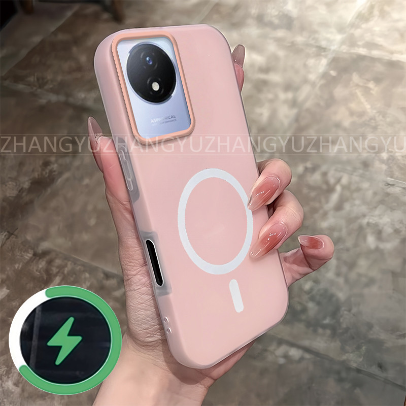 เหมาะสําหรับ Vivo Y02 Y02A y02T เคสโทรศัพท์ใหม่กันกระแทกแม่เหล็กไร้สายชาร์จแหวนเคสโทรศัพท์ GD02