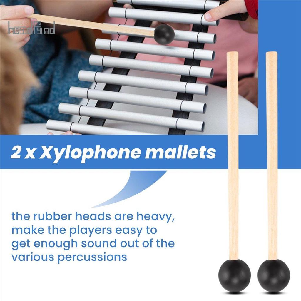 2 ชิ้นยางนุ่มหัว Sticks ไม้ Handle Bell Mallets สําหรับ Glockenspiel Xylophone Bell เครื่องดนตรีชิ้นส่วน - รูปที่ 4