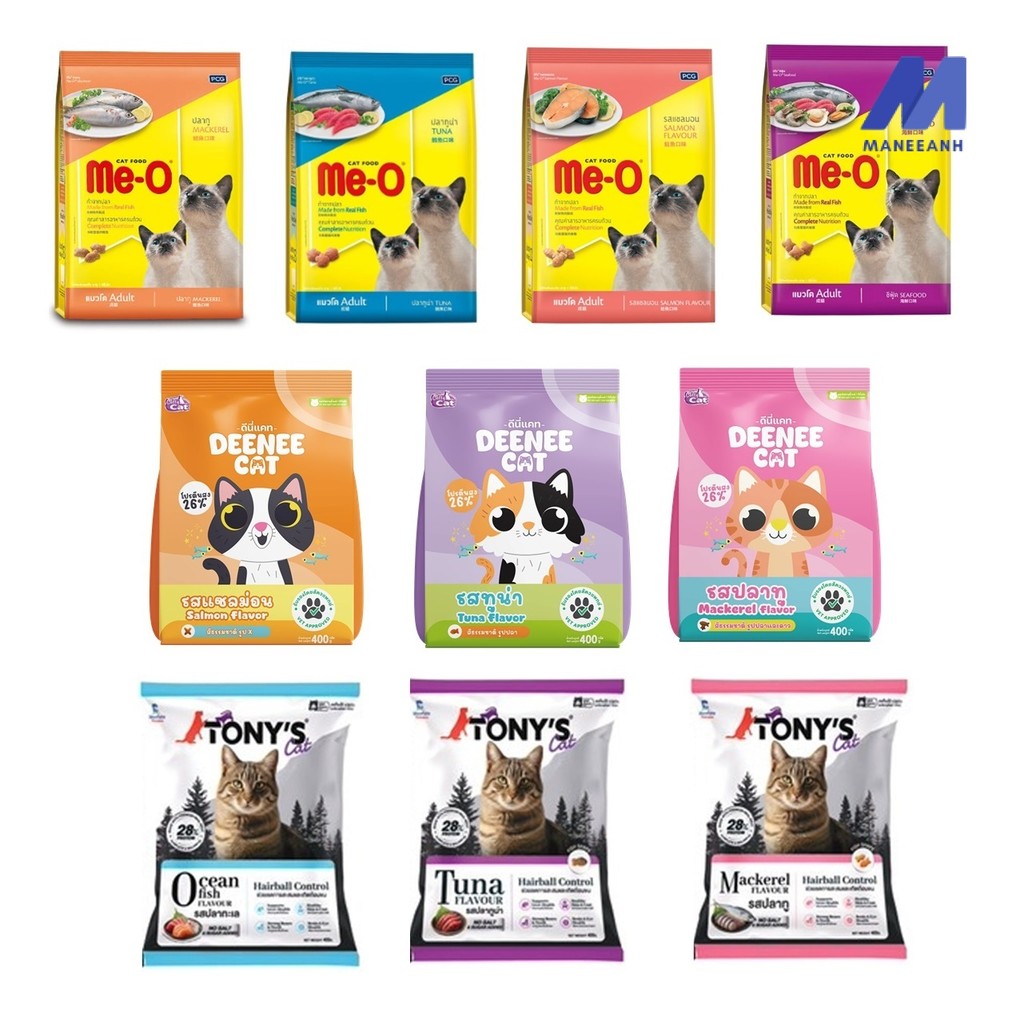 อาหารแมวเม็ด Me-O / Deenee / Tony's Cat อาหารแมว แมวโต ถุงเล็ก 400 - 450 กรัม