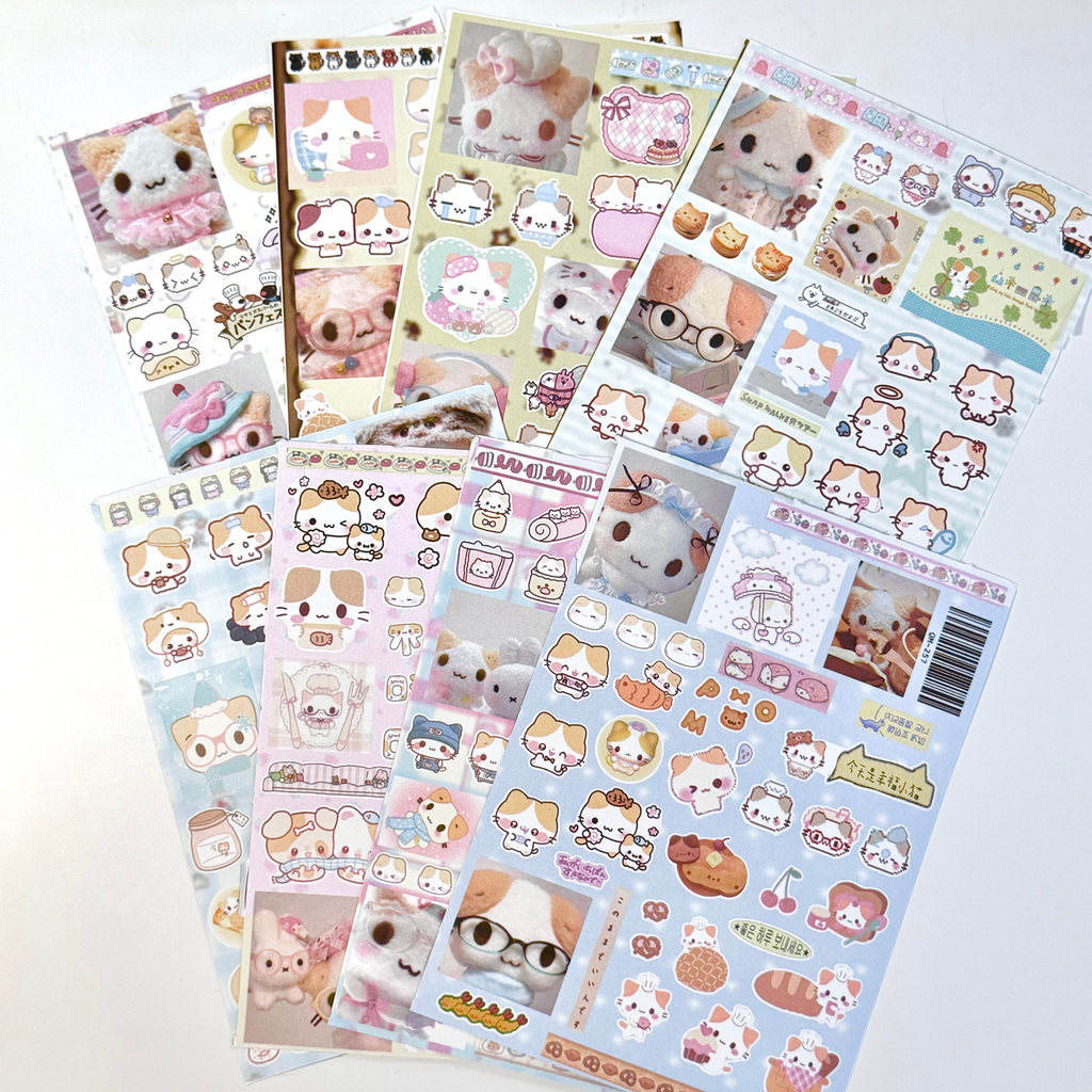 8 ชิ้น Marshmallow Cat สติ๊กเกอร์น่ารักการ์ตูนตกแต่ง Decals