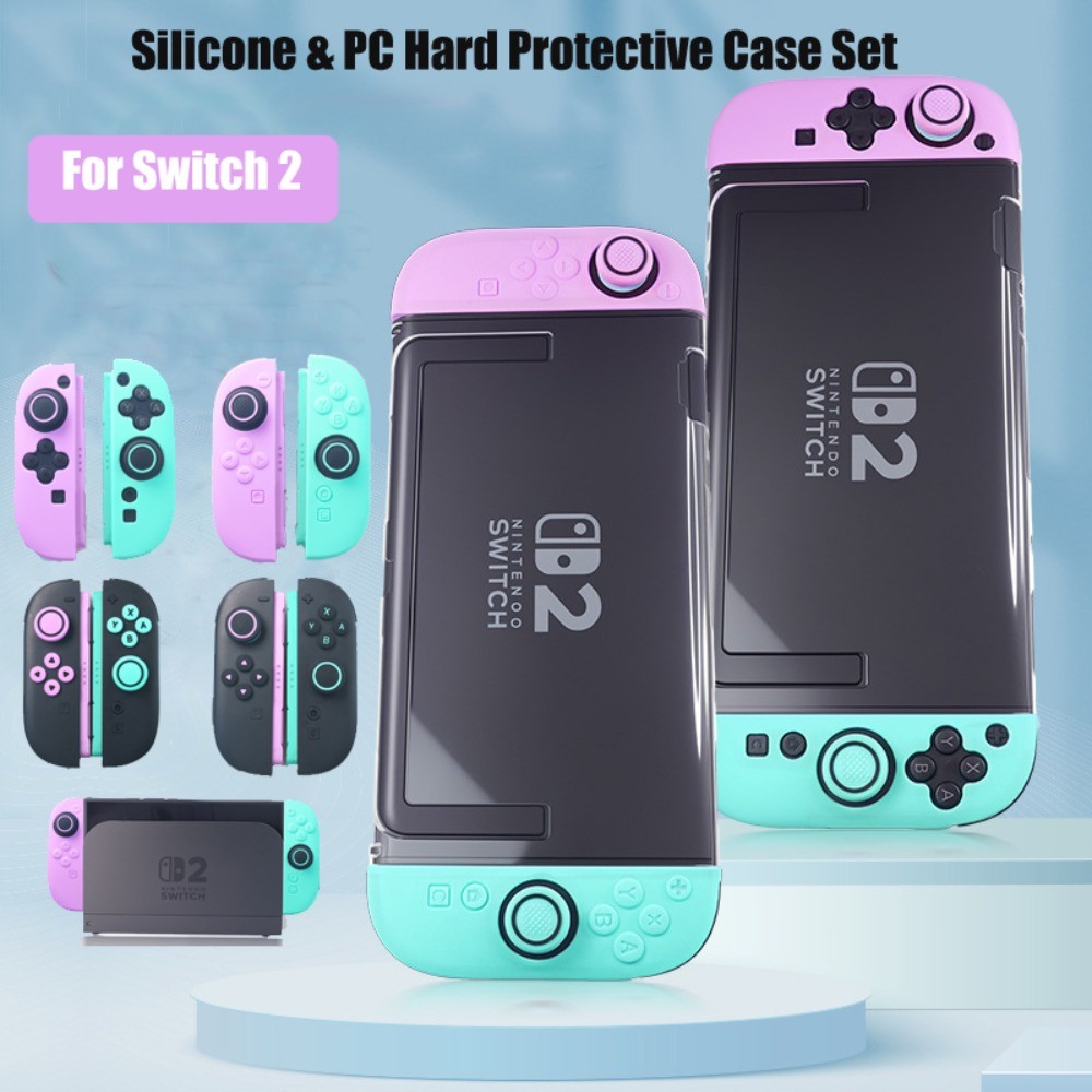 ใหม่สีสีม่วงอ่อน/สีเขียวอ่อนชุดสําหรับ Nintendo Switch 2 Joy-Con D-pad ABXY สติกเกอร์ปุ่ม & Thumb Stick Grip Cap ครอบคลุม