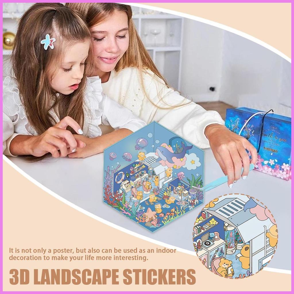 สติกเกอร์ฉากสําหรับผู้ใหญ่ 3D Handcraft Room Decals Creative การ์ตูนสัตว์ Decals Make Your Own Room 