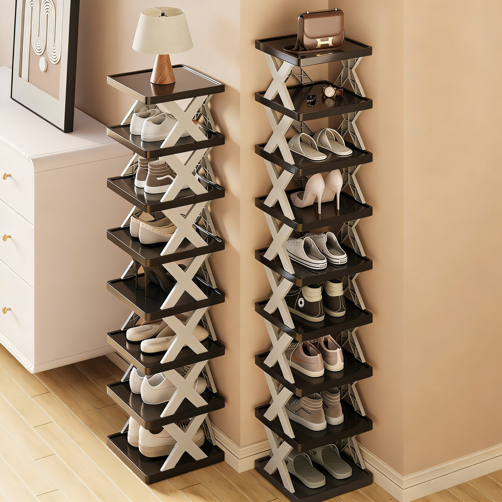 ชั้นวางรองเท้า รูปตัวX 3 - 10 ชั้น ซ้อนได้หลายชั้น ที่เก็บรองเท้า มีให้เลือกหลากหลายชั้น ประหยัดพื้นที่