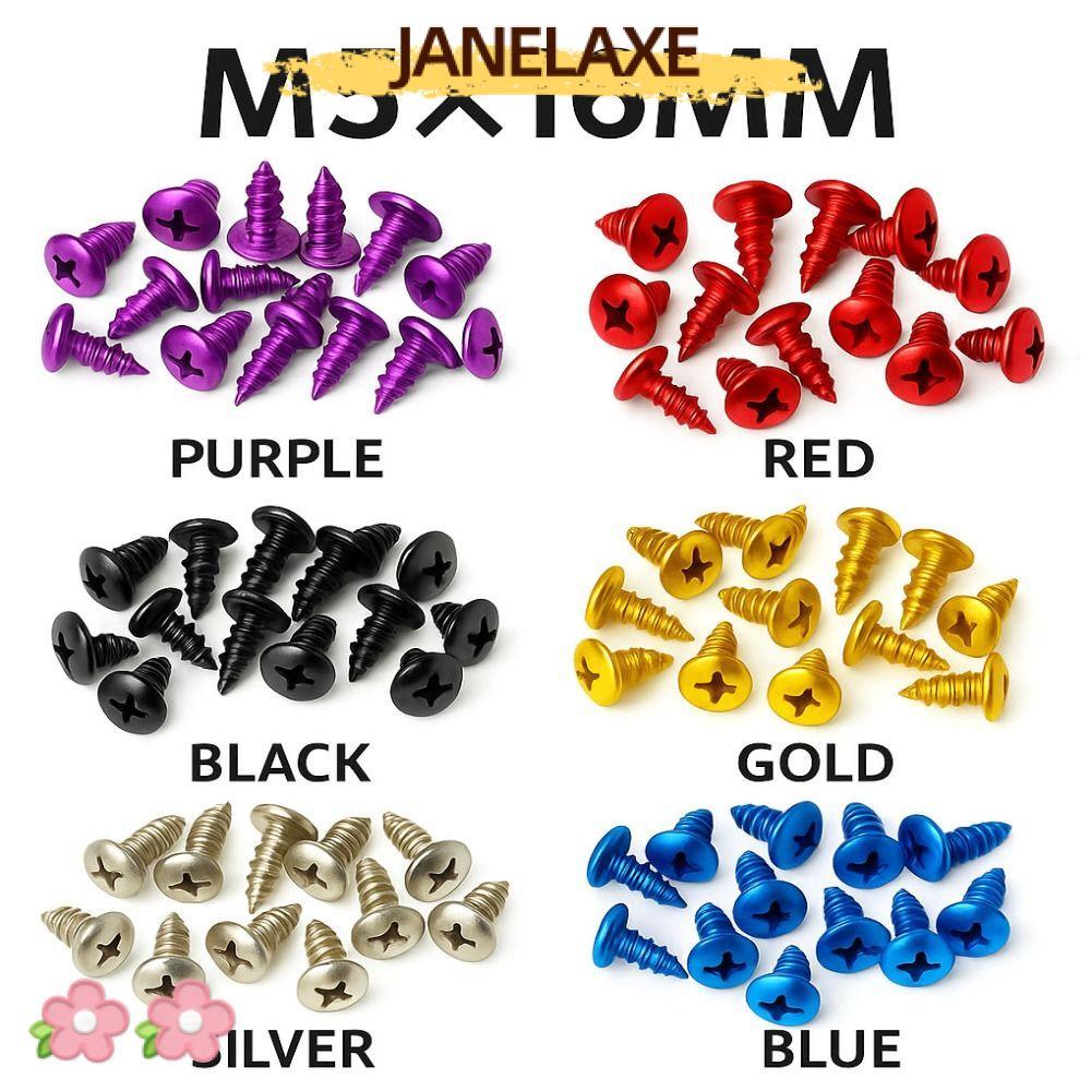 JANELAXE932JN 30 ชิ้นสกรูแตะตัวเอง, อลูมิเนียมที่มีสีสันตกแต่ง Bolt ชุด, อัพเกรดอุปกรณ์เสริม M5x16 Universal สกรูรถจักรยานยนต์สําหรับการปรับเปลี่ยนรถจักรยานยนต์
