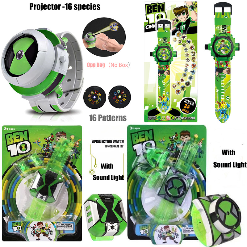 Ben 10 Omnitrix นาฬิกาโปรเจคเตอร์ Creative 24 รูป Luminous Projection นาฬิกาสําหรับอุปกรณ์เสริมสําหรับเด็ก