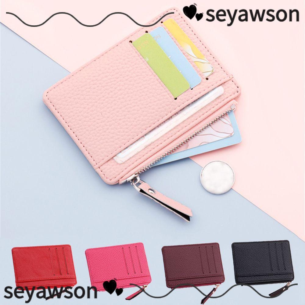 Seyawson กระเป๋า Multi-Card Bit Zipper Pocket Coin Bag Card Holder สําหรับผู้หญิง