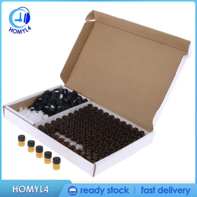 [Homyl4] ขวดน้ํามันหอมระเหย 100 ชิ้น Vials w/ Orifice ลดและหมวก 1ml 1ml สีน้ําตาล 1ml