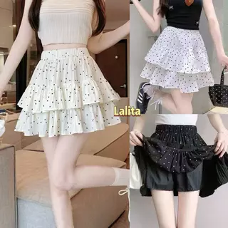 ส่งจากไทยทุกวัน 3สี ทรงเอ เข้ารูป มีซับใน ลายจุด สไตล์หวานน่ารัก🍒Lalita
