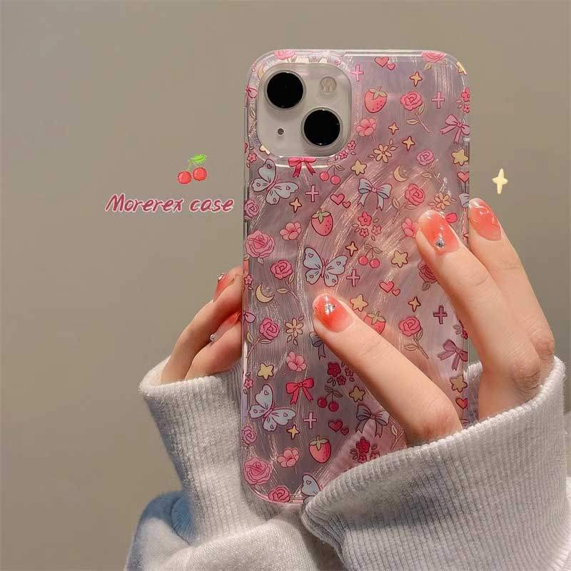 เคส infinix smart 8 เคส 15 pro max ผีเสื้อสตรอเบอร์รี่ดอกไม้เหมาะสําหรับ vivo iqoo12pro/11s/10/z9x t