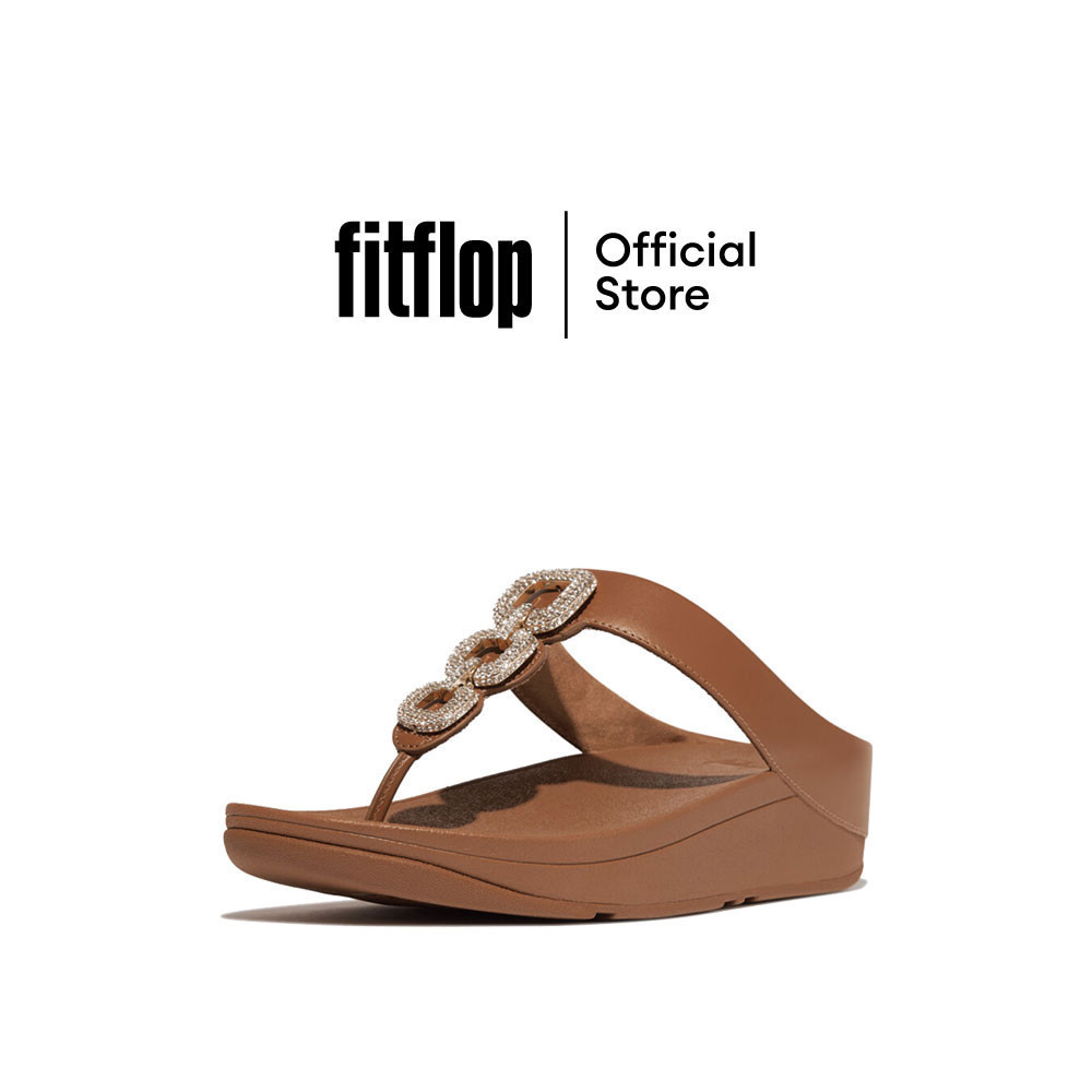 FITFLOP FINO CRYSTAL-CHAIN LEATHER รองเท้าแตะแบบหูหนีบผู้หญิง รุ่น HX2-C15 สี BROWN