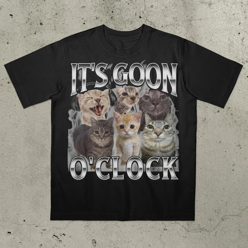 นี่มันแมว Goon O'Clock เสื้อยืดแมวตลก เสื้อแมวอิโรนิก Gen Z Gooning Goon Never Goon เสื้อยืดแปลก ๆ เ