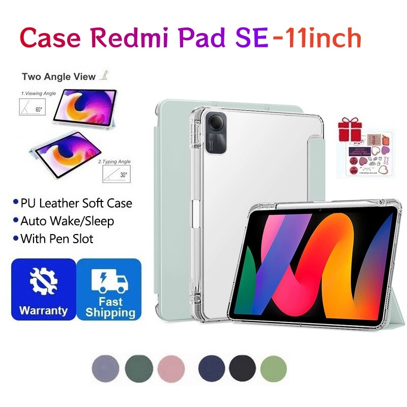 Redmi Pad SE 11 นิ้ว 2025 พร้อมช่องเสียบปากกาเคสแม่เหล็กสําหรับ Xiaomi Redmi Pad SE ฝาครอบด้านหลังโป