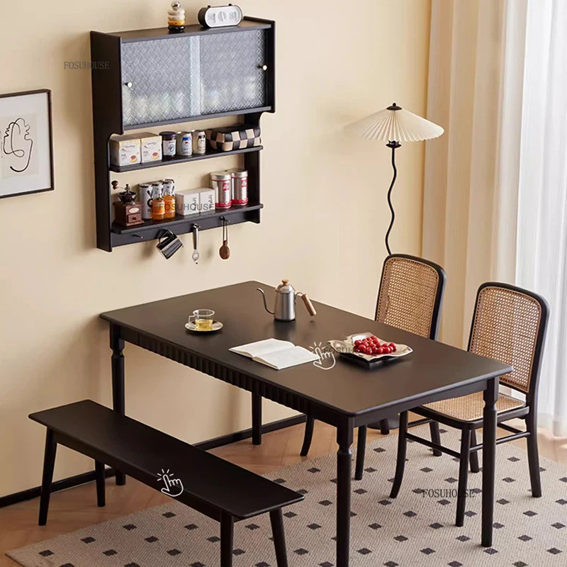 Nordic ไม้เนื้อแข็งตู้ครัวเฟอร์นิเจอร์ห้องครัวติดผนังจัดเก็บ Sideboard ห้องนอนแก้วตู้เสื้อผ้าห้องครั