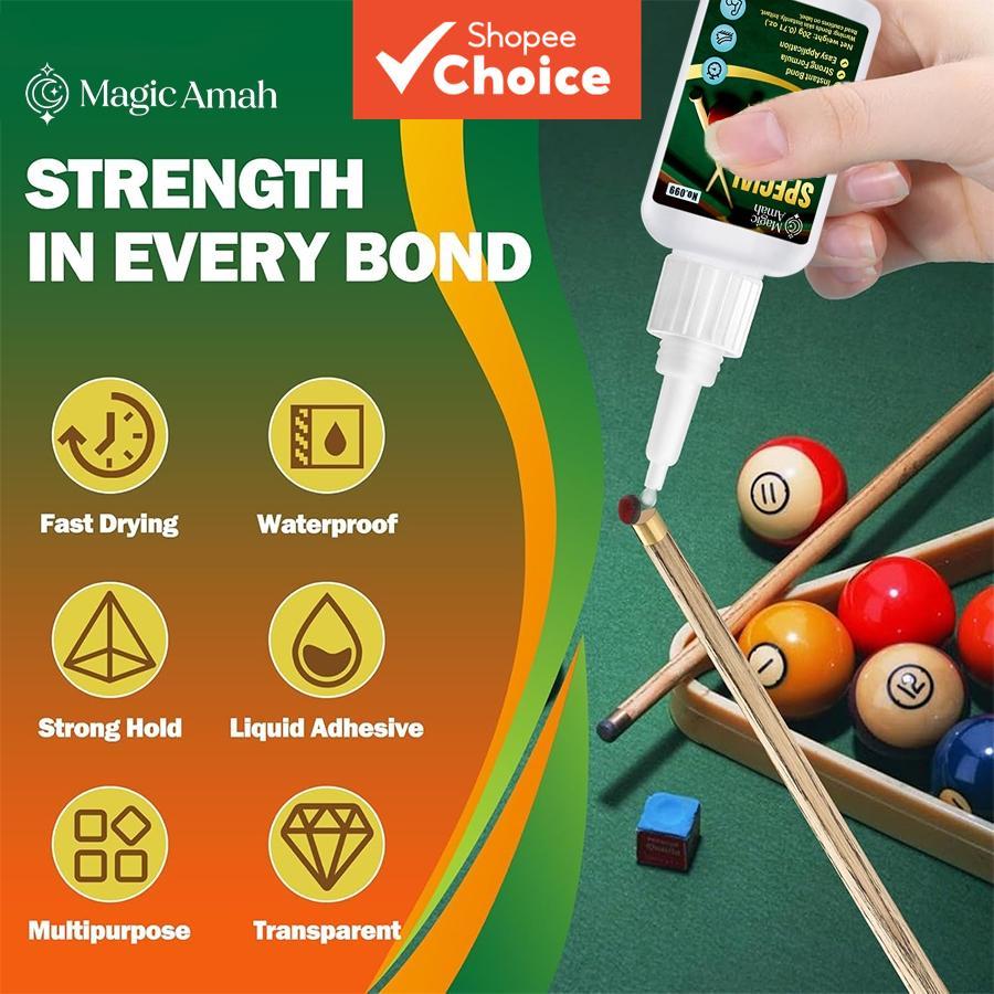 กาวปลายคิวบิลเลียดกาวที่แข็งแกร่ง 1 ชิ้นสําหรับซ่อมแซมเคล็ดลับบนไม้คิวสนุ๊กเกอร์อเมริกัน