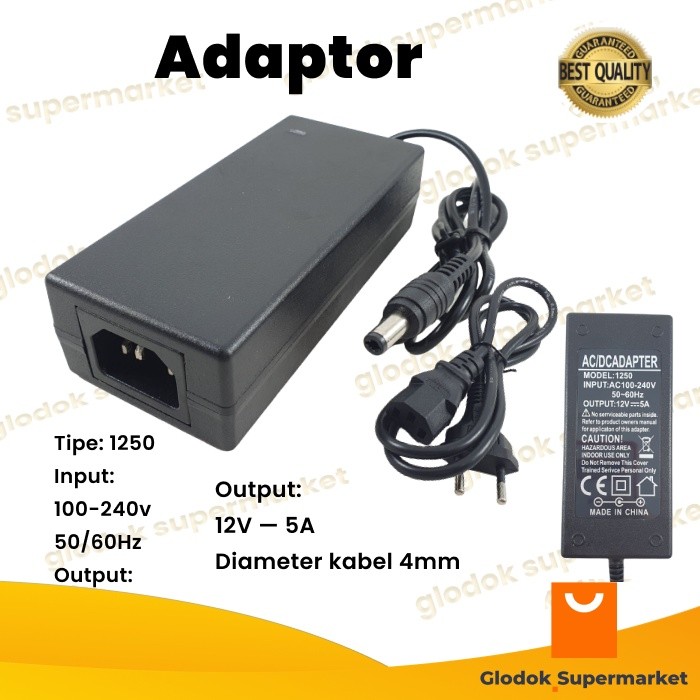 12v 5a Adapter DC Switching Adapter 12 Volt 5 Ampere ฟรีสายไฟ 1 เมตร