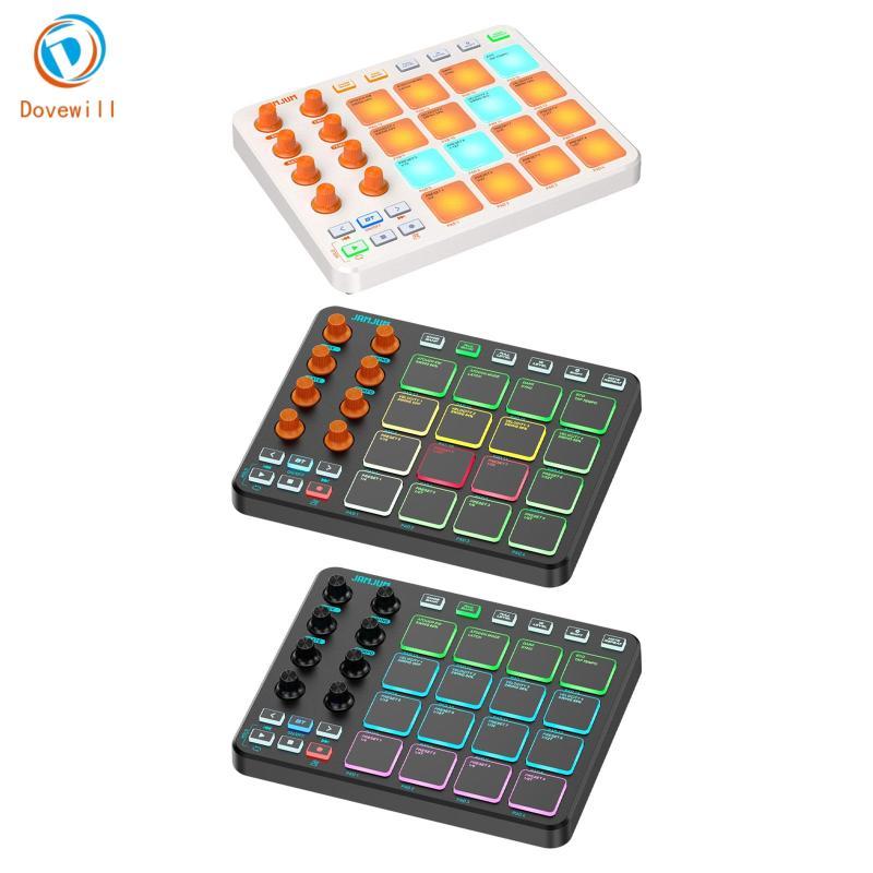 [Dovewill] MIDI Controller Pad เริ่มต้นมืออาชีพ 8 ปุ่มที่ผ่านมาเพลงการผลิตแบบพกพา 16 RGB Beat Pads MIDI คีย์บอร์ด