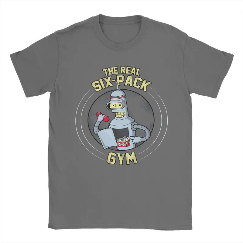 เสื้อยืด Bendered GYM Real Six-Pack สำหรับผู้ชาย ลายการ์ตูนตลก แฟชั่น เสื้อยืดคอตตอน คอกลม แขนสั้น ส