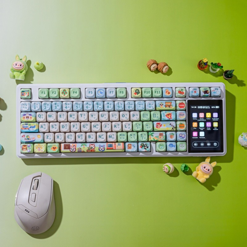 AULA L99 ภาษาไทยหน้าจออัจฉริยะคีย์บอร์ดแบบกลไกบลูทูธไร้สาย Tri-mode Night Gaming แป้นพิมพ์แล็ปท็อป 8