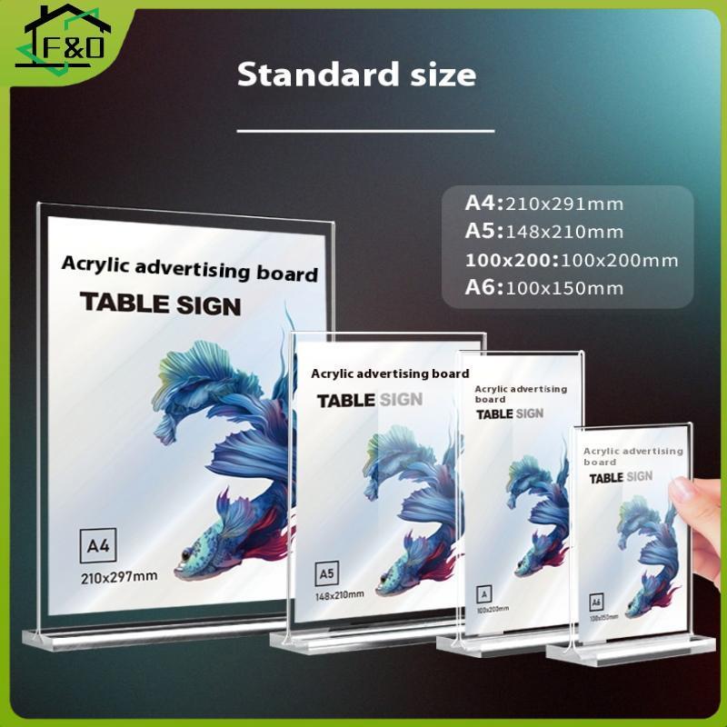 F&O 1PC อะคริลิคผู้ถือป้าย A4/A5/A6 โต๊ะขาตั้งจอแสดงผลราคาป้ายจอแสดงผล Ra เมนู Stand Holder ร้านอาหา