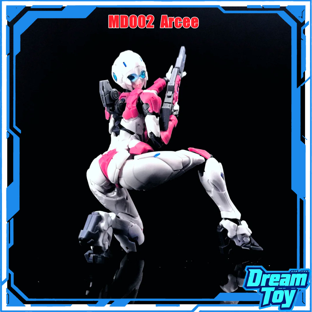 MD002 Arcee Transformers Mecha Girl Model Kit - ชุดประกอบรูปการกระทําแบบประกบสีชมพูและสีขาวพร้อมอุปก