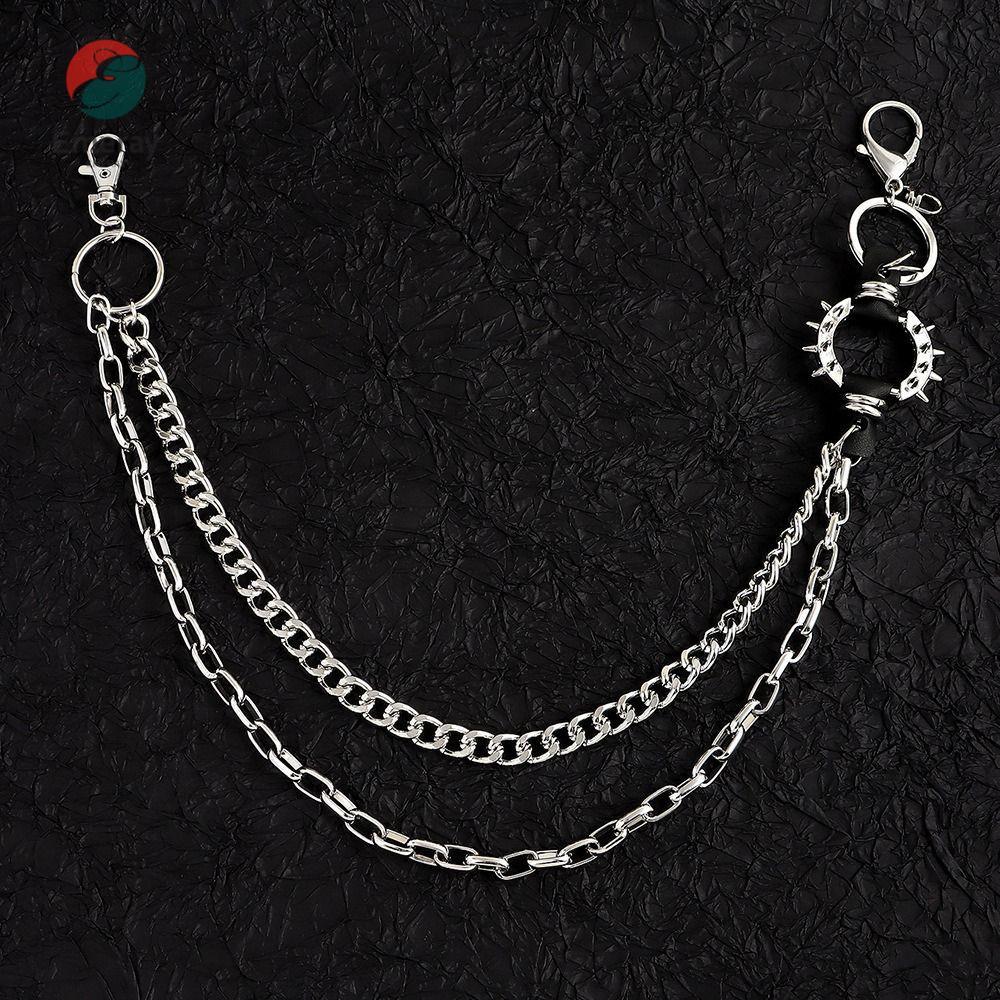 EMERAY กางเกงเอว Layered HipHop สไตล์ Harajuku Y2K Gothic พวงกุญแจสำหรับ Egirls & Boys