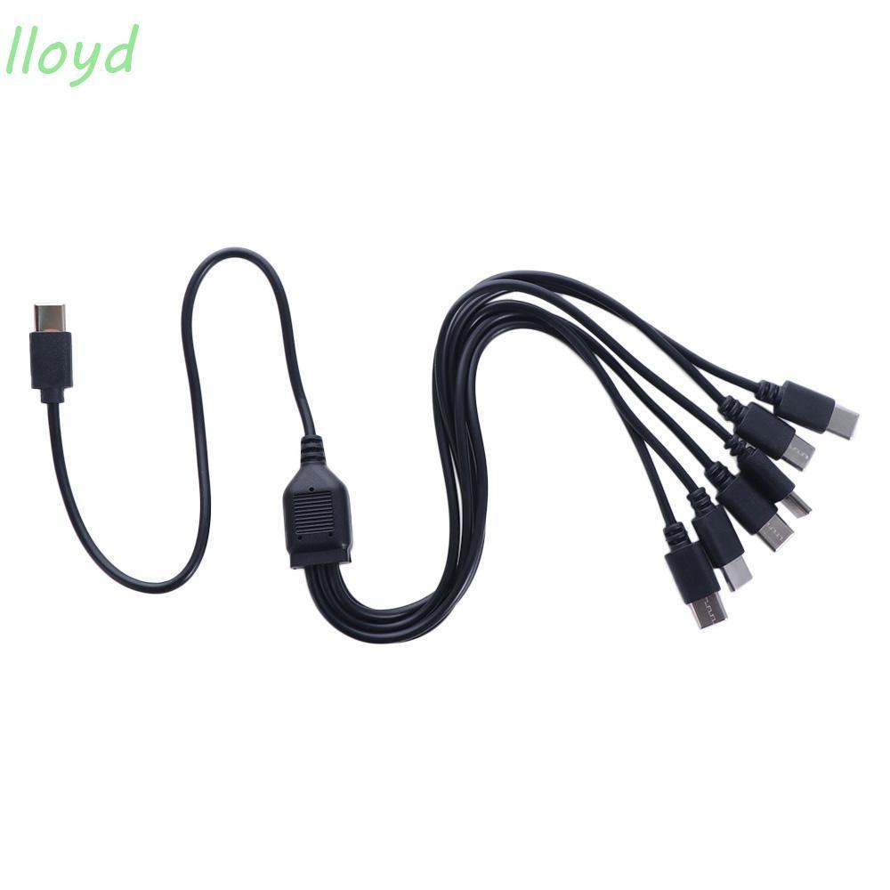 LLOYD สายแยก USB C, Micro-USB 6 in 1 Type-C Multi USB C ถึง USB C สาย, สายชาร์จสีดํา USB Y Splitter 