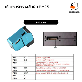 เซนเซอร์วัดค่าฝุ่น PM2.5 PM10 ของแท้ PMS5003 PMS7003 PMS9103 PMS3003 Plantower DustSensor