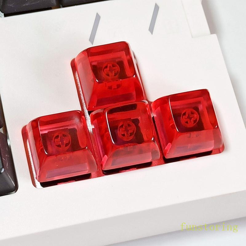 FUN 4PCS เรซิ่น Backlit Keycap โปร่งแสงสีแดง SA Profile Custom Keycap R3 ความสูงหมวก