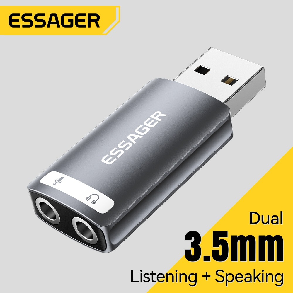 Essager 3.5 มม.USB/Type-C การ์ดเสียงภายนอกแยกหูฟังและไมโครโฟนรองรับสายไฟสําหรับหูฟังไมโครโฟนคอมพิวเตอร์ PS4/5 PC