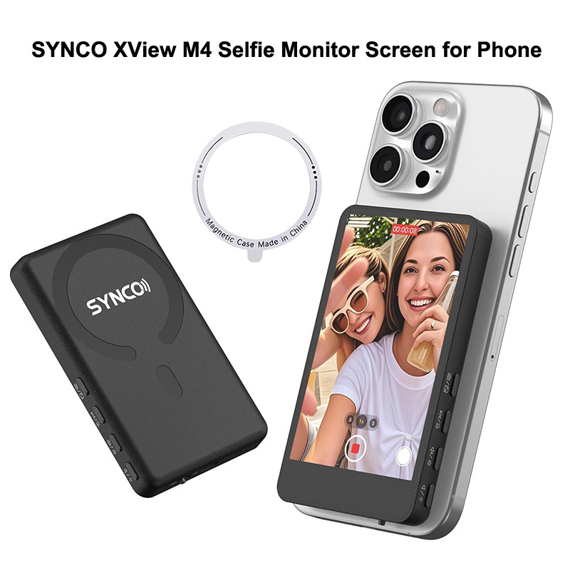 SYNCO XView M4 Selfie Monitor หน้าจอสําหรับโทรศัพท์ Vlogging การเชื่อมต่อ Mirroring MagSafe ติดตั้ง 