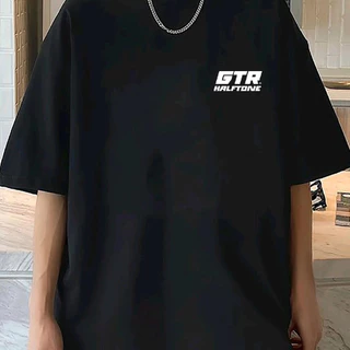 (ผ้าฝ้าย 100%)Luvoro oversize unisex เนื้อผ้านุ่มระบายแขนสั้น T-shirt สีดำและสีขาว เสื้อยืดทูโทน เสื้อยืดแขนสั้น C2802