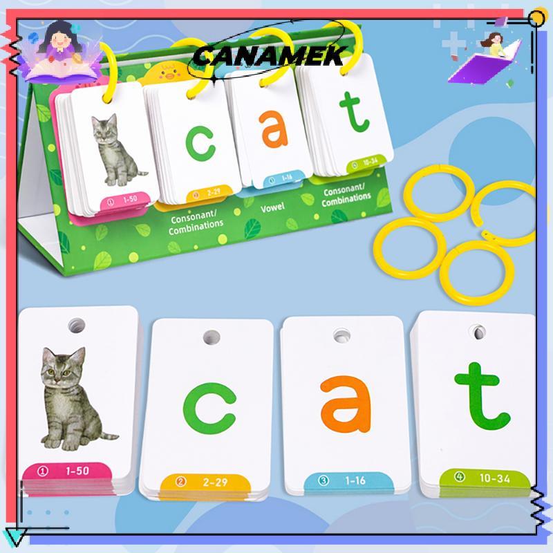 [CANAMEK] Kids CVC Words Flashcards Phonics Flip Chart Word Builder Sight Words กิจกรรมการเรียนรู้เค