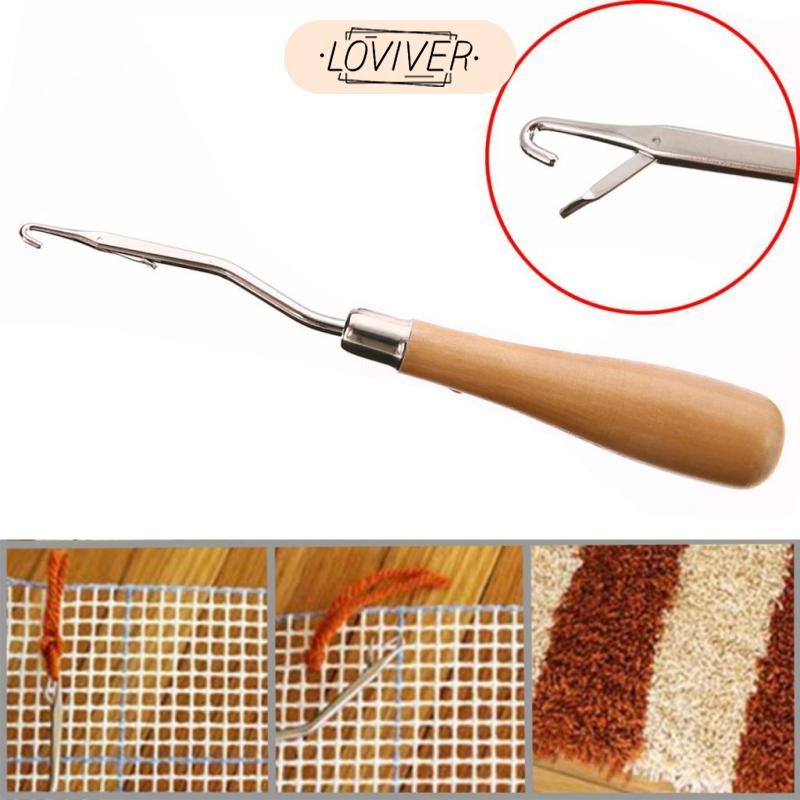 Tying Hook - Tying - พร้อมด้ามจับไม้สําหรับพรมและหมอนผูกปม